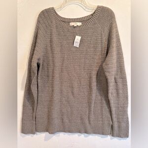 LOFT Gray Crew Neck Sweater